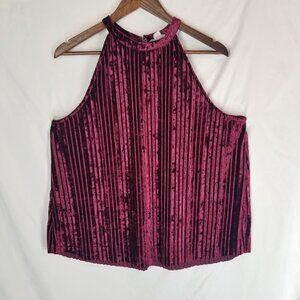 Loveriche Women’s Med Purple Velvet Sleeveless Halter Blouse Top Y2K Retro Glam